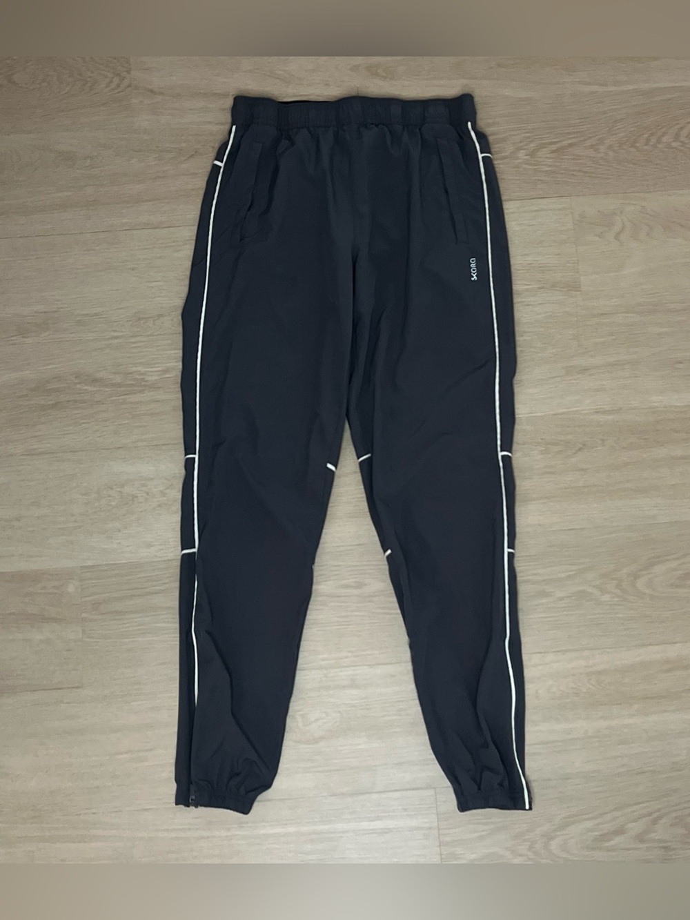 Skora Grey Jogger Pants with White Piping - Casual Athletic Style